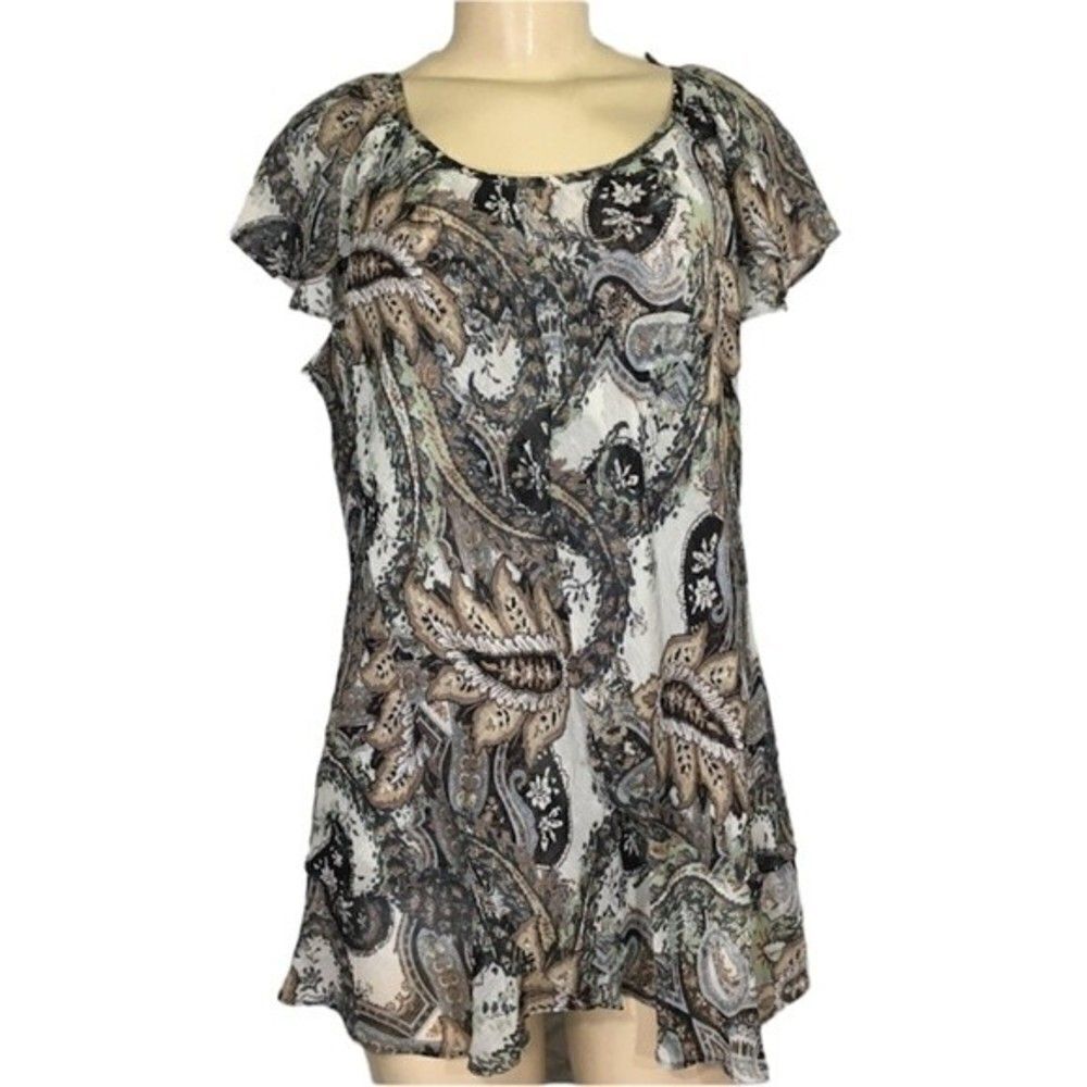 CB Established 1962 Layered Cap Sleeve Lined Chiffon Blouse 1X - Picture 1 of 10